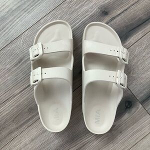 MIA Off-White Double Buckle Slide Sandals